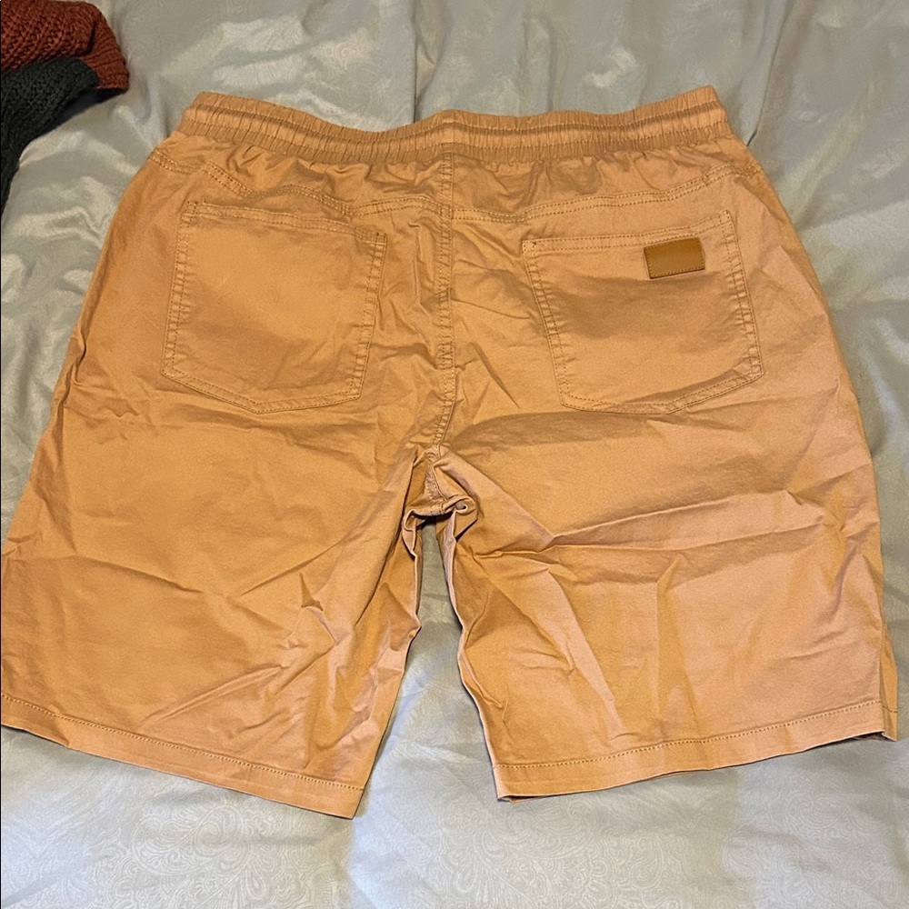 Men's Tan Drawstring Shorts - Picture 2 of 5